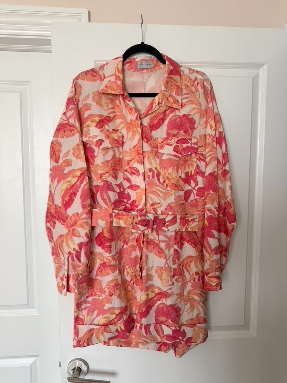 Rebecca Vallance Floral Linen Blend Romper | US Size 10 | Belted Resort Wear
